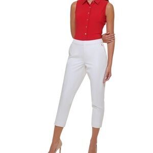 Tommy Hilfiger Cropped Sloane Ankle Pants Ivory